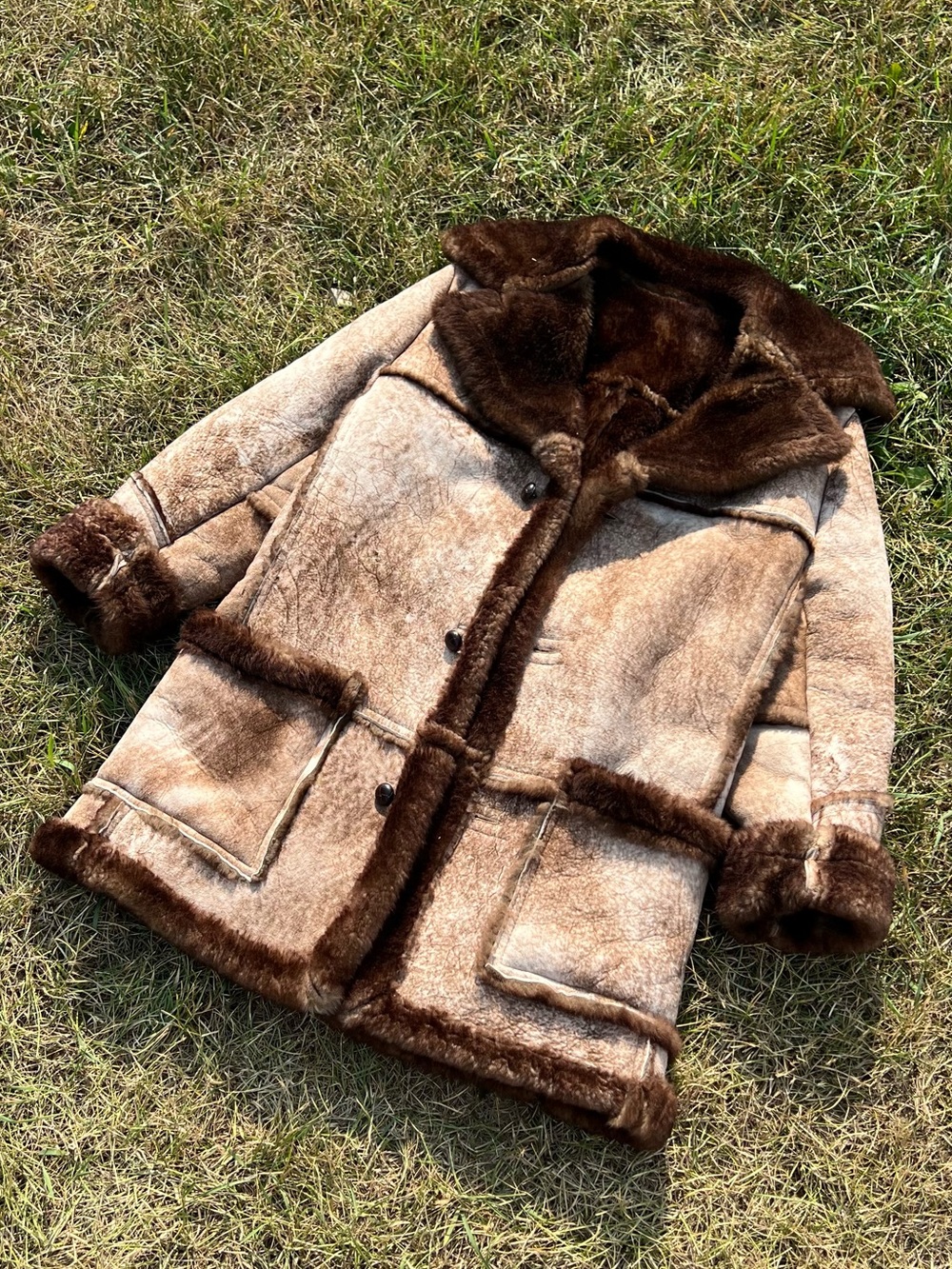 Vtg 70s Genuine Sheepskin Shearling Coat - Picture 2 of 11